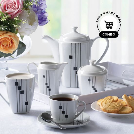 Picture of Domino C/Mugs + Teapot + Sugar/Creamer