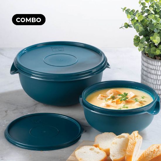 (PS202 + PS204) Teal Bowl/Lid 2,5Lt + 5Lt|Table Charm Direct