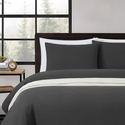 Picture of Waffle Duvet Cover 3pc Set Grey/Queen -230x200cm